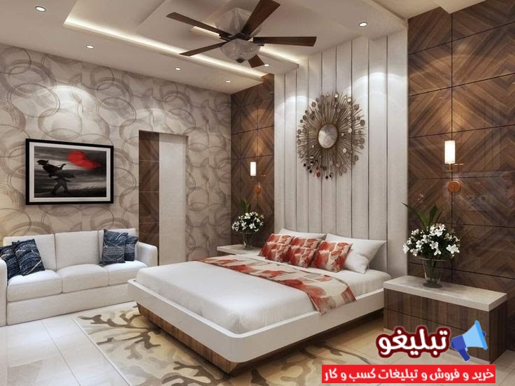 طرح های سقف کاذب برای اتاق نشیمن با پنکه