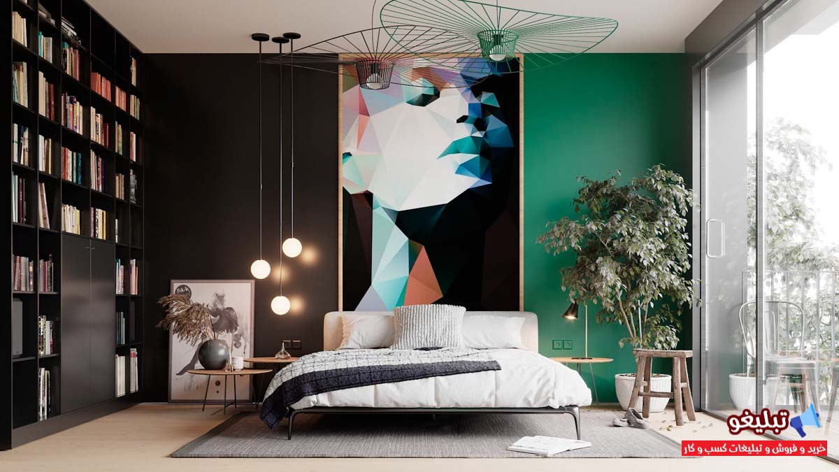 ترکیب سیاه و سبز در رنگ اتاق خواب