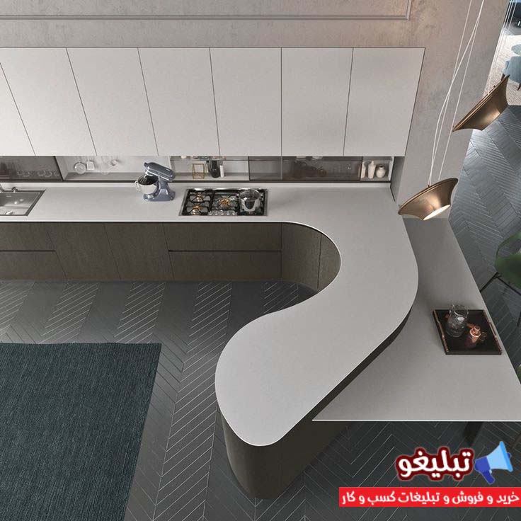 بوفه کابینت مدرن - طراحی آشپزخانه ۱۲ متری